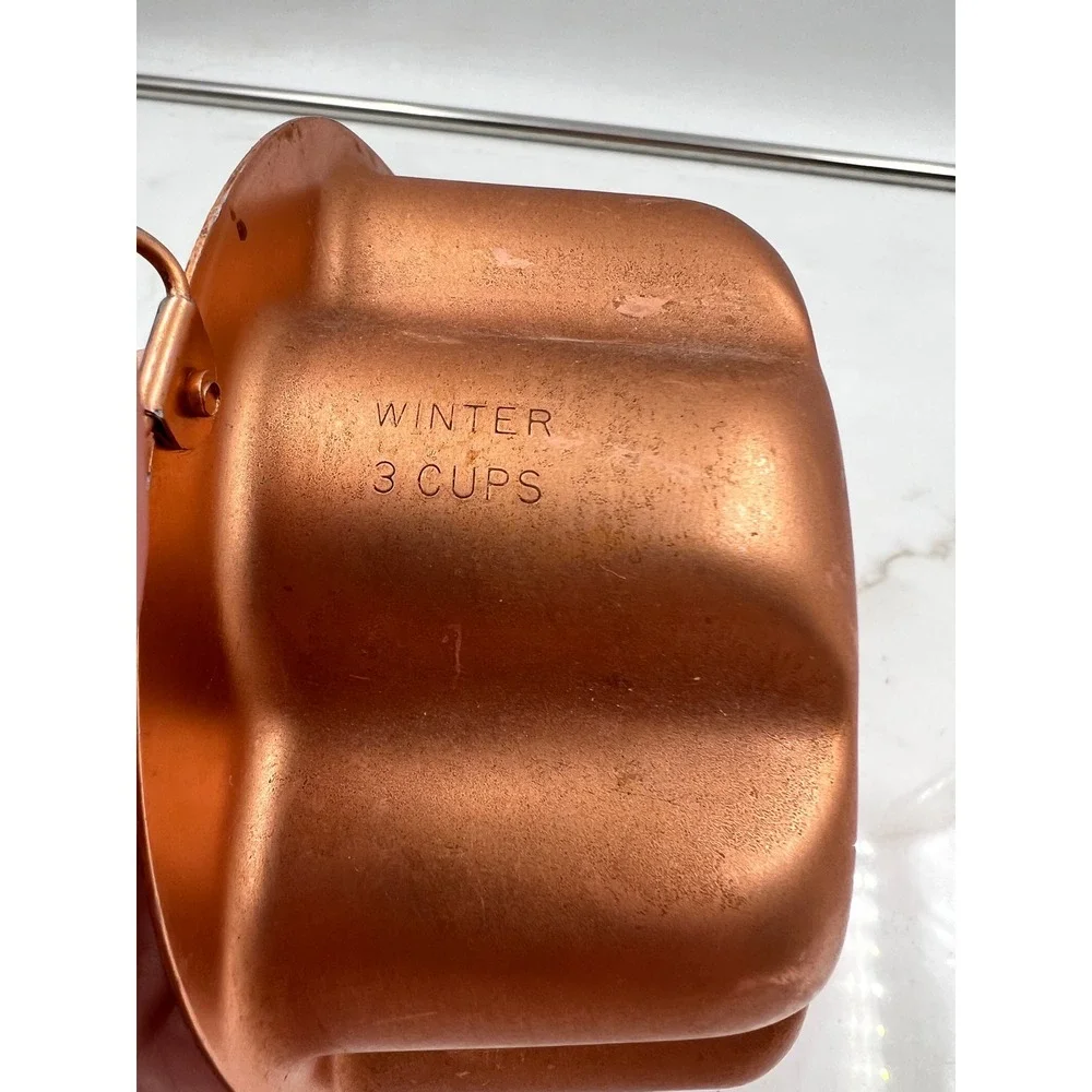Vintage Copper Snowflake Starburst Oval Jello Cake Mold 3 Cup Wall Decor Hanging